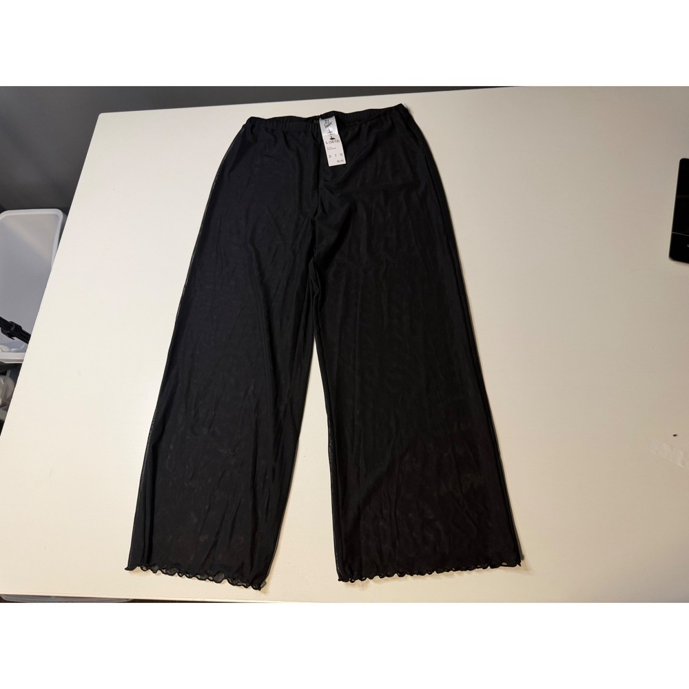 Art Class Girls Black Sheer Mesh Cover Up Pants Wide Leg Lettuce Edge PID-WRY226